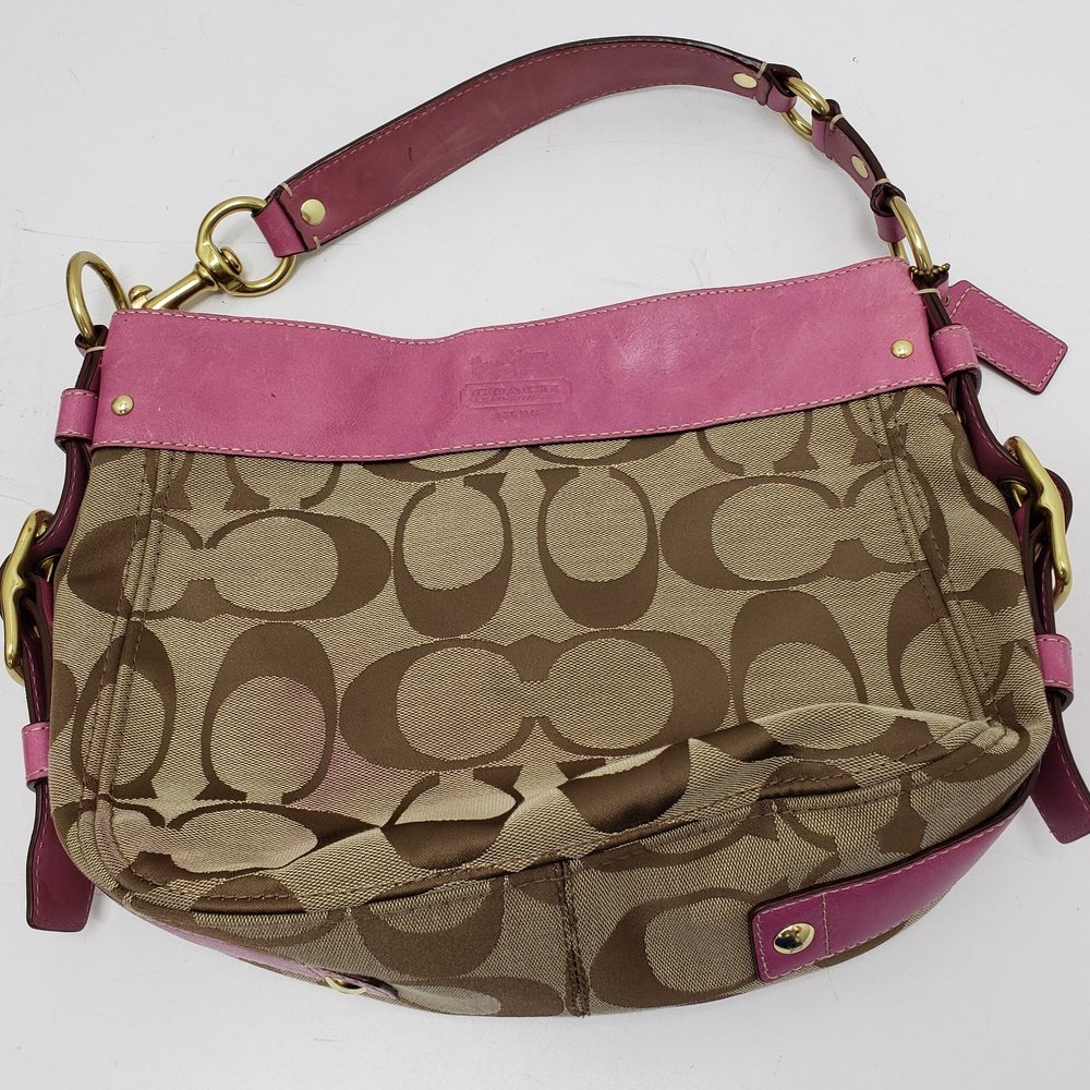 Coach brown and pink shoulder bag purse women